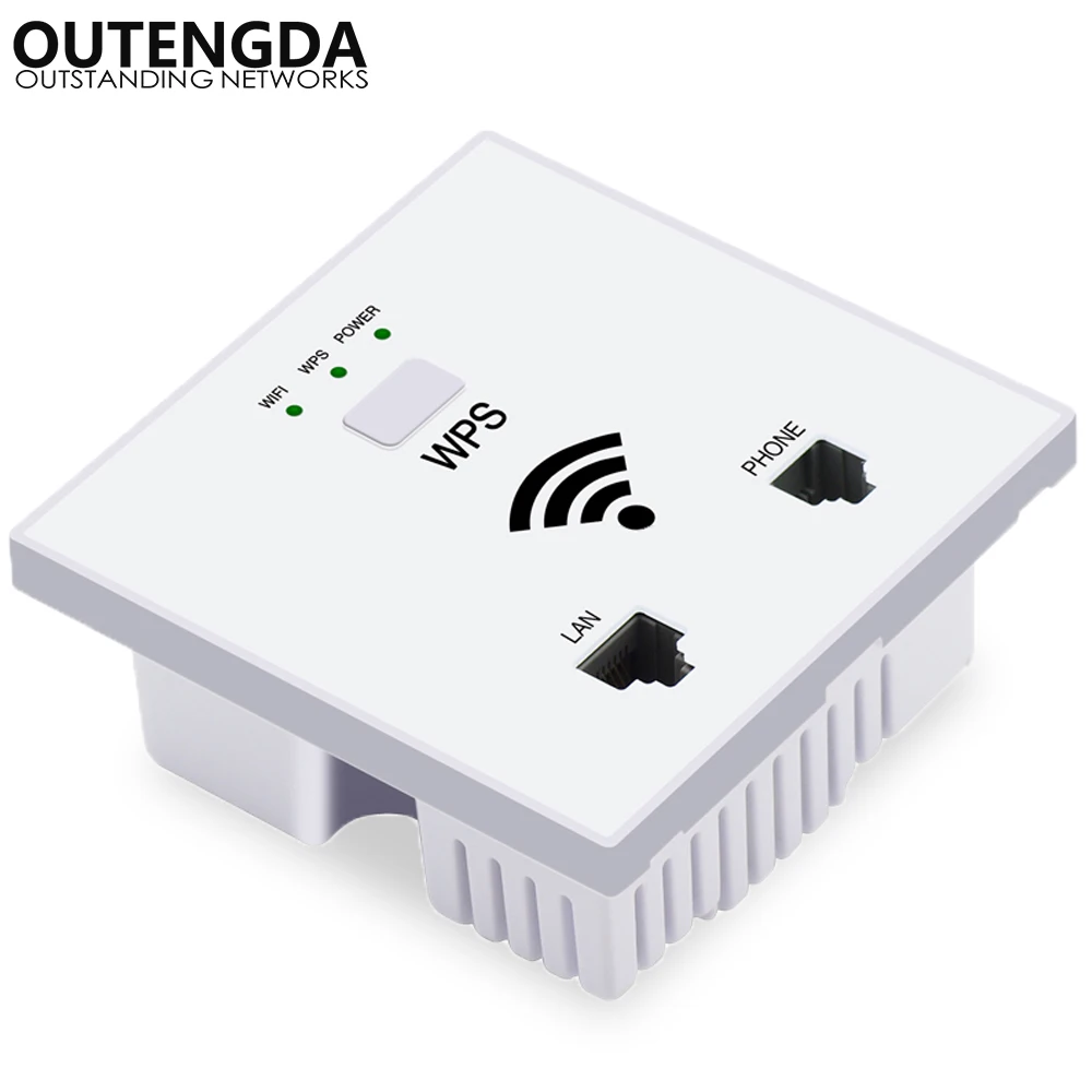 

300Mbps in Wall AP WiFi Access Point Wireless Socket for Hotel Wi-Fi Project Support AC Management & RJ45 RJ11 WPS Encryption