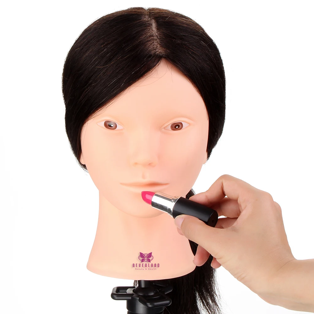 2 человеческие волосы 2" Парикмахерская макияж тренировка голова косметологическая манекен кукла причесок макияж Стайлинг дизайн