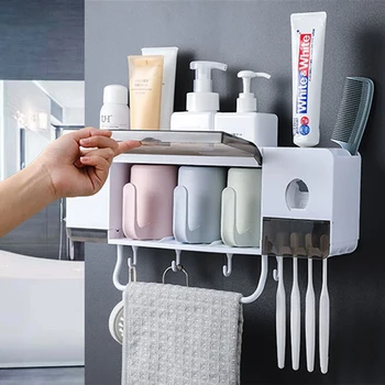 

1PC Toothbrush Holder Toothpaste Squeezer Dispenser Bathroom Accessories Sets Makeup Cleanser Stand Bathroom Storage