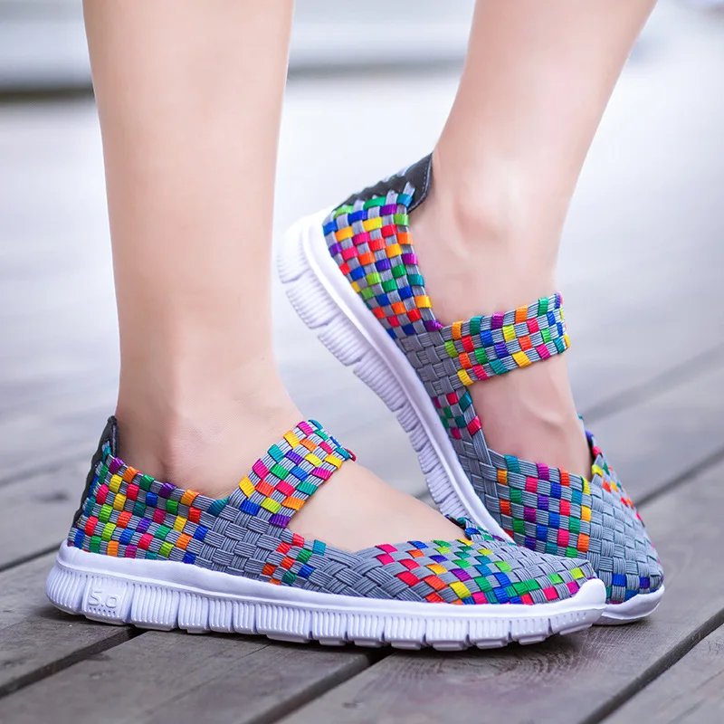 

Large Size Women's Shoes 2019 Summer Middle-aged Mom Shoes Hot Selling Casual Woven Shoes