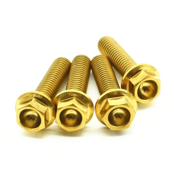 

Ti Bolt M8 Titanium bolts Motorcycle DIY MTB Gold Color Flange Head Hexagon Ti screws Ti fastener 4/6 pcs