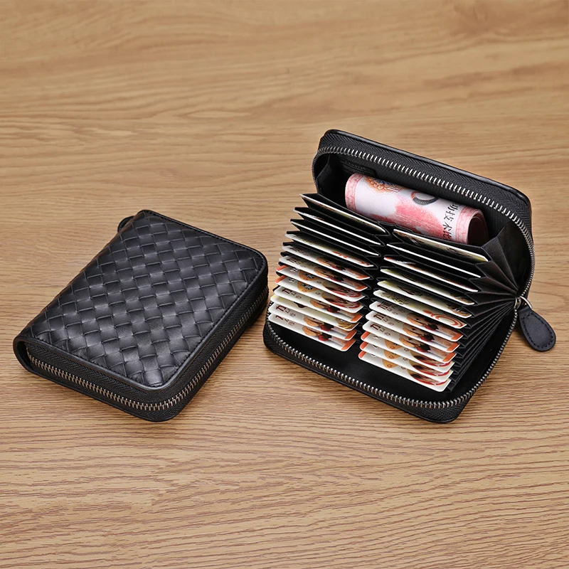 

Holder Men Leather Large Capacity Ultra-Thin Multiple Card Slots Organ Women's Credit Card Case Zipper Bag 2020 New Fashion Spot