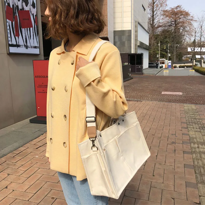 

Shoulder Bag Korean Version of Large-capacity Canvas Multi-pocket Practical Handbag Messenger Bag Female Fashion Trend