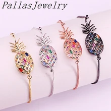 10 шт. мода мульти CZ Циркон микро проложить ананас регулируемый Femme медь цепь браслет для женщин Девушка