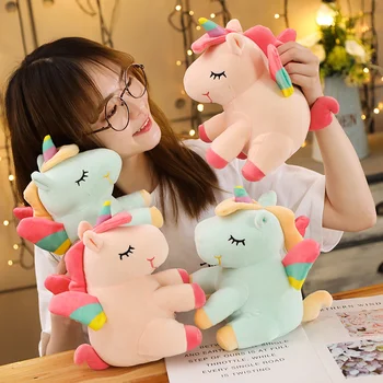 

25cm Cute Unicorn Plush Toy Pink Fly Horse With Rainbow Wings Baby Kids Appease Doll Christmas Birthday Gift For Little Girl