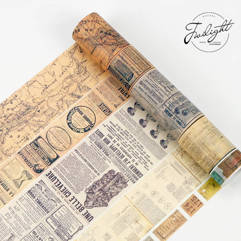 Vintage Retro Washi Tape Set for Scrapbooking and Decorative Journaling