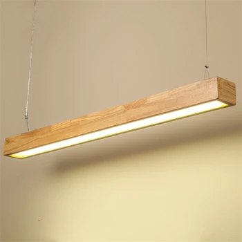 

Nordic Wooden Pendant Light Modern Led Rectangular Office Hanging Lights Solid Wood Home Decor Dining Room Dining Table Lamp