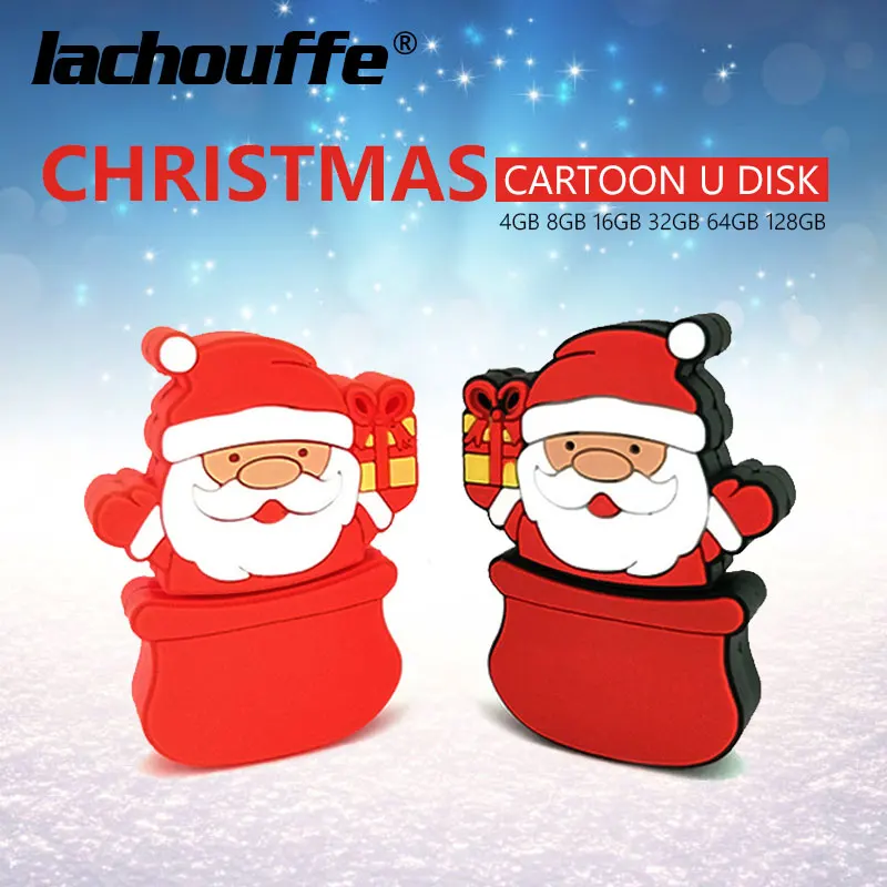 Креативный подарок, рождественский USB флеш-накопитель, флешка 8 ГБ 16 ГБ 32 ГБ 64 ГБ, Санта-Клаус, флеш-накопитель 128 ГБ, карта памяти, USB флеш-накопитель