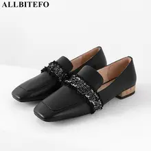ALLBITEFO/Большие размеры: 34-42; женская обувь из натуральной кожи на низком каблуке; удобная Офисная Женская обувь; осенние женские туфли на каблуке