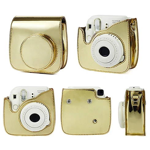 Fujifilm Instax Mini camera Bag ColorfuI мгновенный аксессуар для камеры из искусственной кожи чехол с плечевым ремнем для Instax Mini 9 Min8 8 - Цвет: Mirror golden