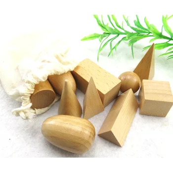 

10 pcs Shape Wooden Blocks Toys Funny Math Juguetes Geometry Blocks Wooden Learning Education send bag