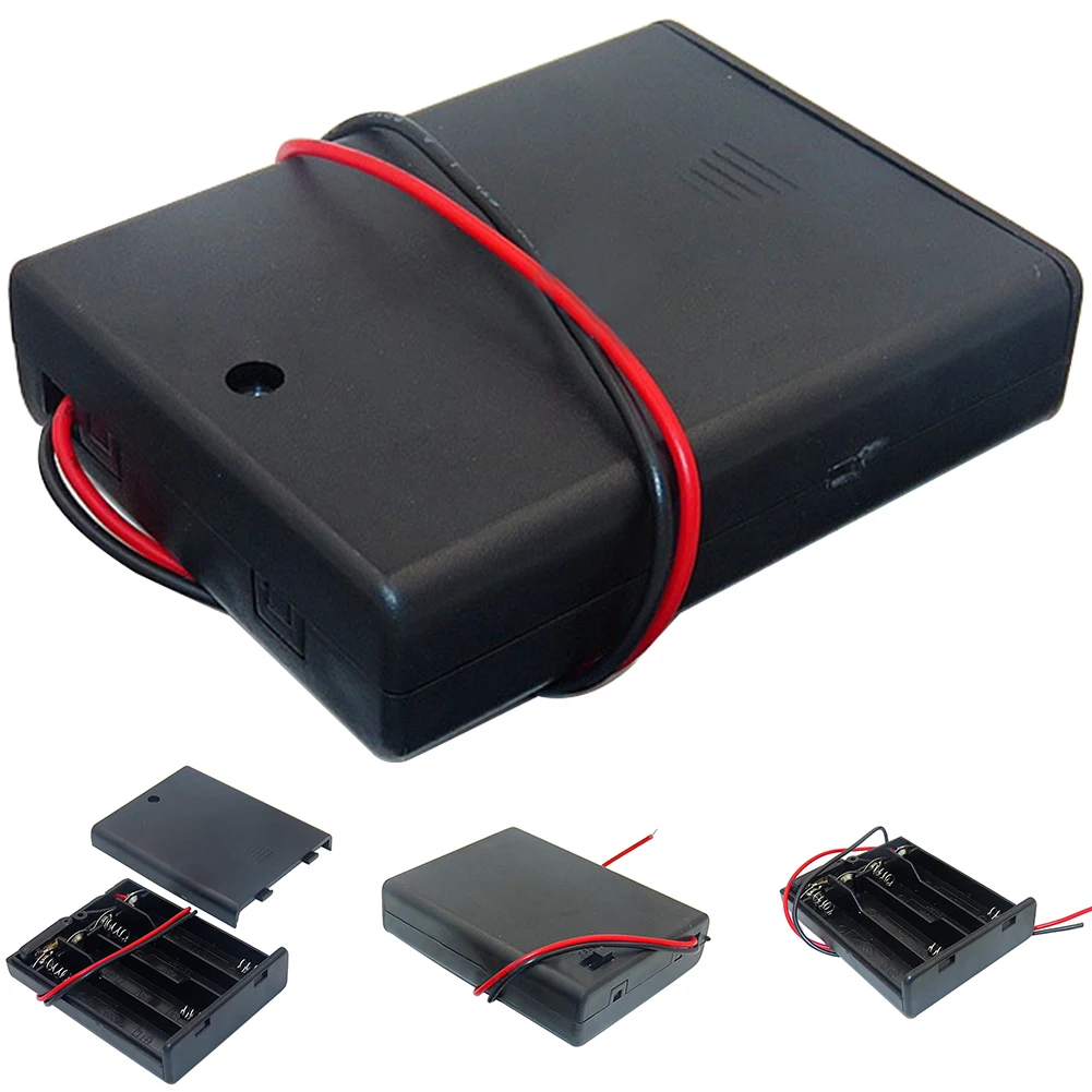 

5Pcs Power Box AA Size Wire With Cover 4 Slots Practical DIY Switch Professional Accessories Leads Holder Battery Sotrage Case