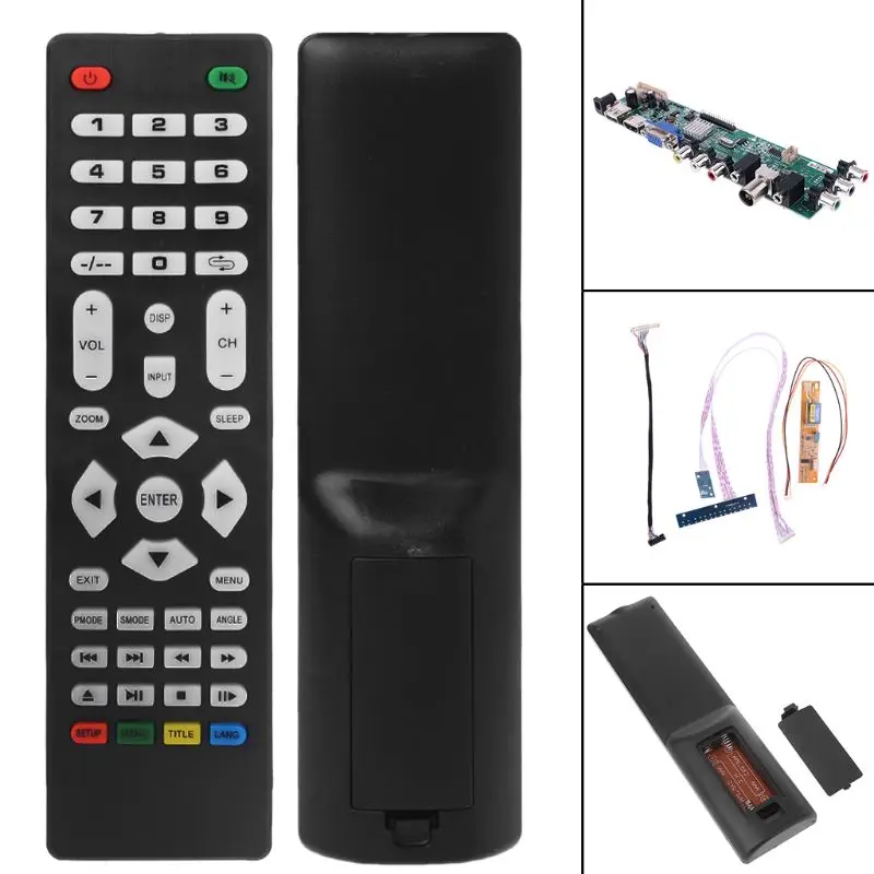 V56 V59 ЖК ТВ драйвер платы DVB-T2+ 7 ключ переключатель+ ИК+ 1 лампа Инвертор+ LVDS комплект 3663