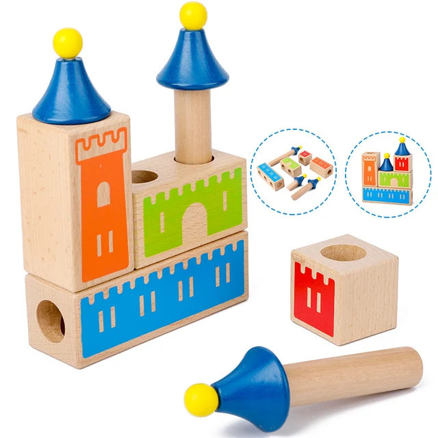 Montessori Kid Toys Wooden Changing Dream Castle Building Blocks IQ Training Games for Children 3d Blocks Gifts for Christmas 3