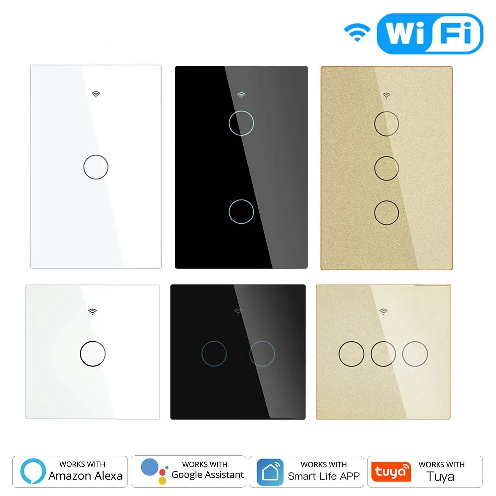 Glass panel AVATTO Tuya WiFi smart light switch Touch sensor smart wall switch Voice use with Alexa Google Home