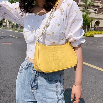 

Chain Design Pu Leather Crocodile Pattern Shoulder Bags For Women 2020 Small Eleganthandbags Female Totes Lady Hand Bag