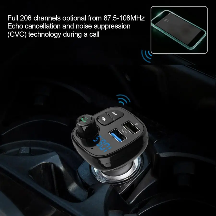 Автомобильный fm-передатчик двойной USB зарядное устройство BT Hands Free u-диск TF MP3-плеер прикуриватель автомобильные аксессуары