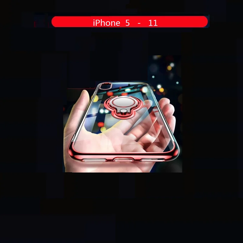 

Most Popular Products Luxury Ring Stand Plating Transparent Soft TPU Cases For iPhone