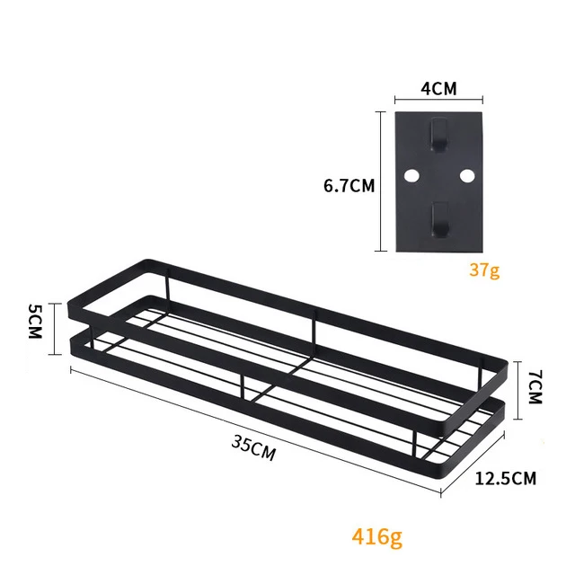 Настенная полка-стеллаж для хранения для кухни, металлический настенный органайзер для хранения, держатель для специй, стойка, полки, паста/дрель - Цвет: 35 cm length