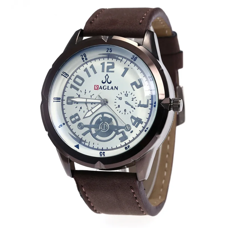 

A Hot Selling Fake Three-Eyed Ten With Numbers Men Casual Blueray MEN'S Belt Watch