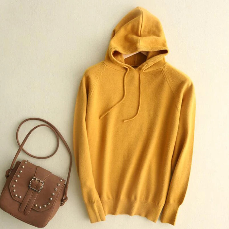 

1PCS New Women Hoodie Oversize Knitted Hooded Cashmere Sweatshirt Fashion Pullovers Beige ,Yellow ,Red ,Blue