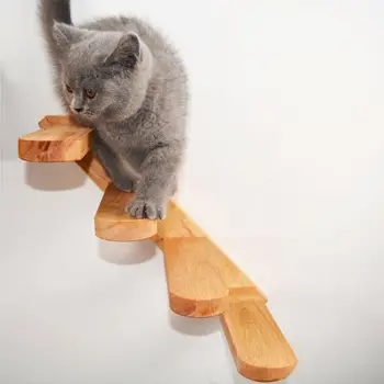

Wall Mounted Cat Climbing Ladder Wood Kitten Stairs Cat Climbing Frame Pet Furniture Play House