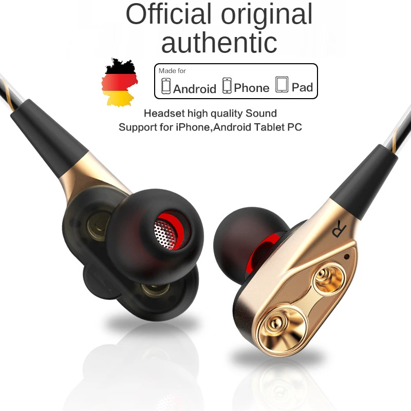 

In ear double dynamic running game music headset hifi headset