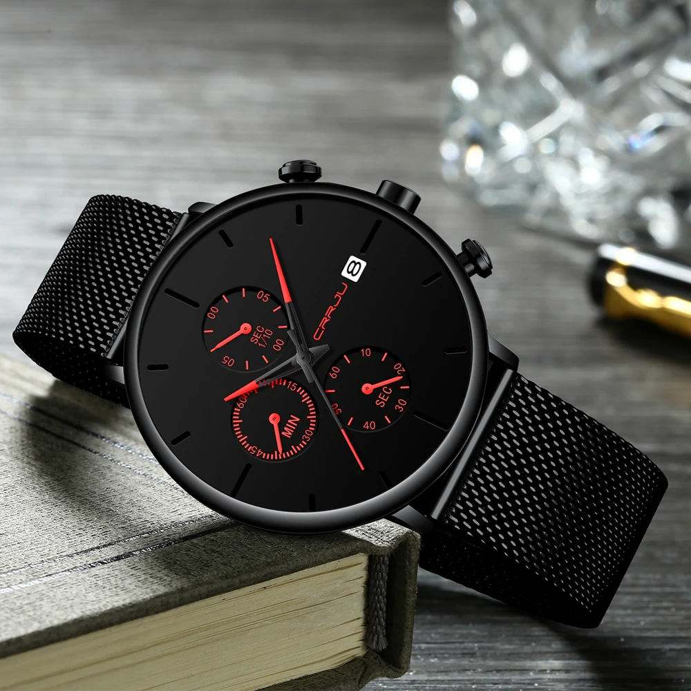 CRRJU часы для мужчин спортивные мужские часы лучший бренд класса люкс Уникальный светящийся Relogio Masculino мужские часы reloj hombre montre homme