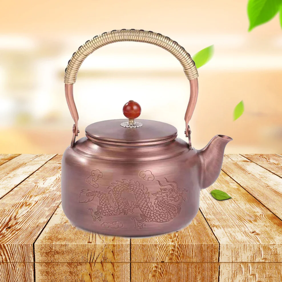 

ENERGE SPRING Red Copper Handmade Teapot High Capacity Boiling Water Kettle For Electric Pottery Stove Copper Tea Set