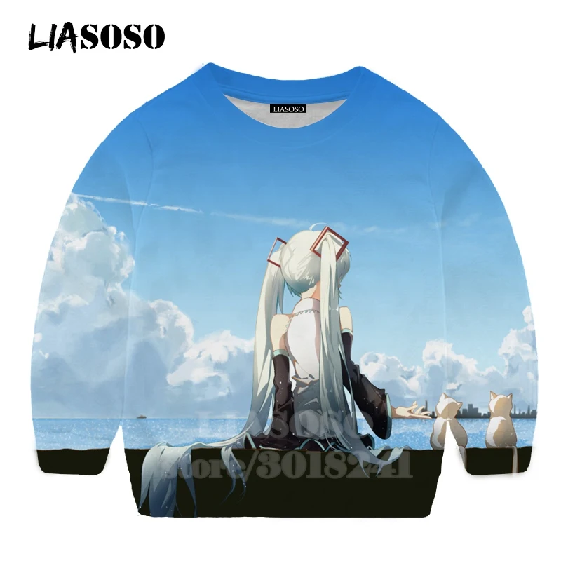 LIASOSO детей толстовки 3D принт аниме девочка Hatsune Толстовка Miku музыки детей мальчиков и девочек с круглым вырезом в стиле «хип-хоп» Детский свитер для подростков B174 - Цвет: 5