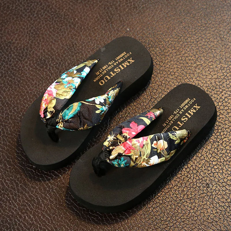 Summer Children Woman Girls Casual Slippers Flip-flops Non-slip Satin Printing Candy Color Parent-child Vacation Beach Sandals