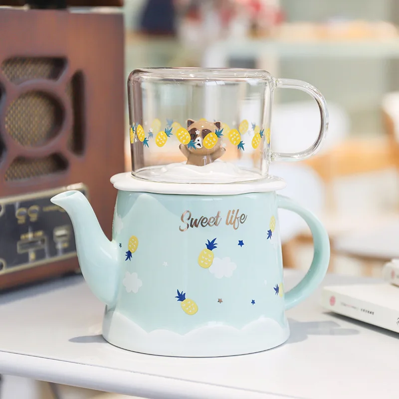 Cartoon Animal Water Jug Mug Ceramic Teapot Tea Set Lovely Sweet Kettle