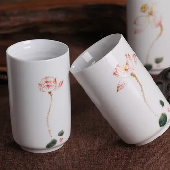 

A Sunny Day Jindezhen Ceramics Hand No Light White Glaze Down Pastel Hand Lotus Set Cup Gift Cup