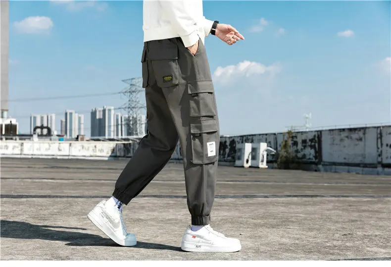 New Men's Big Pocket Cargo Harem Pants Casual Trousers Male Hip Hop Men Jogger Sweatpants Fashion Streetwear Pants Oversized linen harem pants