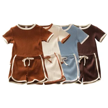

HIPAC 2PCS Toddler Baby Boys Girls Romper Sets Casual Novel Patchwork Newborn Infant Clothing Short Sleeve Clothes Shorts Suit