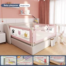 Corralito rosa de alta calidad para camas de niños, barrera protectora de seguridad para bebés, rieles para cuna, patio de juegos, 1,5 m