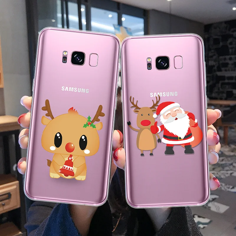 

Christmas Deer For Samsung Galaxy Note 10 Pro S7 S8 S9 S10 Plus J7 Prime A6 Plus A8 2018 A10e A10S A30 A50 A70 TPU Cartoon Cases