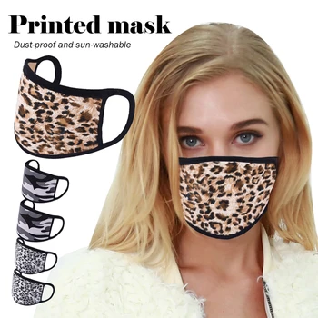 

PM2.5 Anti Dust Mouth Mask Breathable Cotton Fashion Black Reusable Face Pink Shield Wind Proof Leopard Mouth Cover