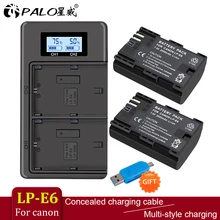 PALO 2 PCS lp-e6 digital battery + LCD display Comes with USB LP E6 batteries charger For Canon EOS 5D Mark IV 7D Mark II 6D 70D mcoplus bg 5diil lcd battery grip for canon eos 5d mark ii ir wireless remote control 2x lp e6 battery