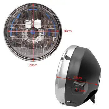 

Motorcycle Headlight 7 INCH 7" Motorcycle 12V Round Headlight Halogen H4 Bulb Head Lamp Side Mount for Honda CB