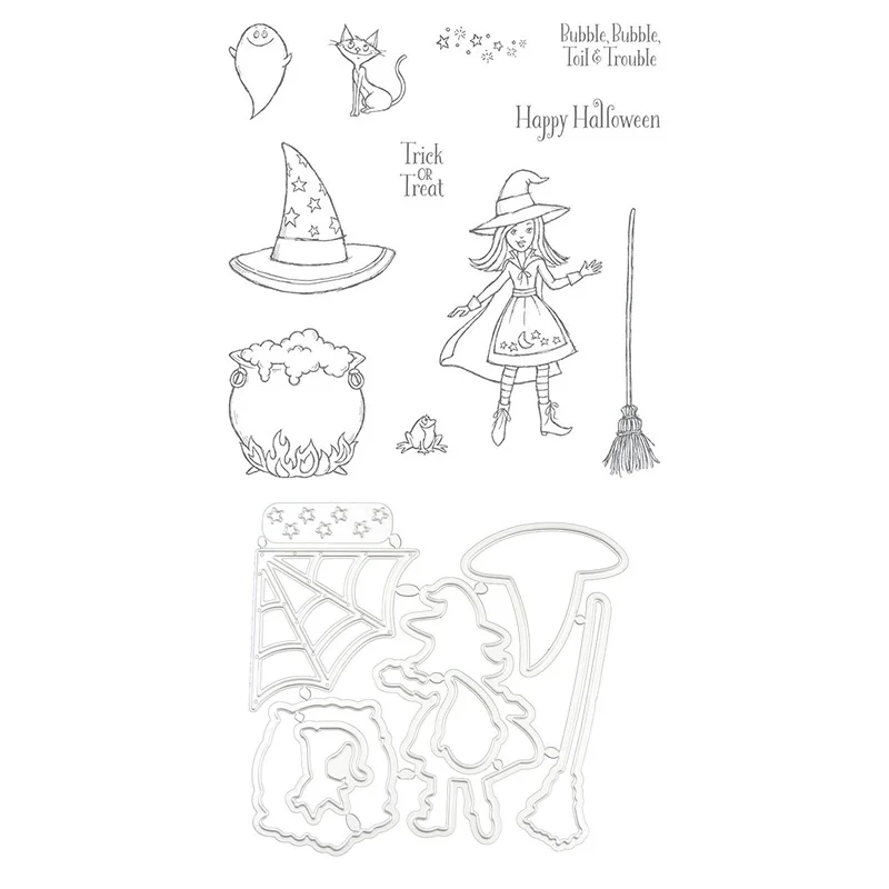 

Witch halloween Transparent Clear Stamp/coordinating die for DIY Scrapbooking/Card Making/Kids Christmas Fun Decoration Supplies