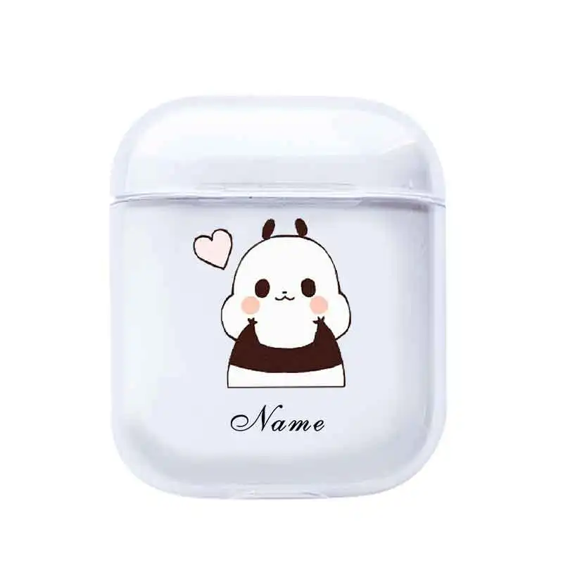 DIY186 Прозрачные чехлы для Airpods Cute panda Custom Name прозрачные мягкие чехлы для AirPods Чехлы Защитные беспроводные наушники чехол - Цвет: DIY186
