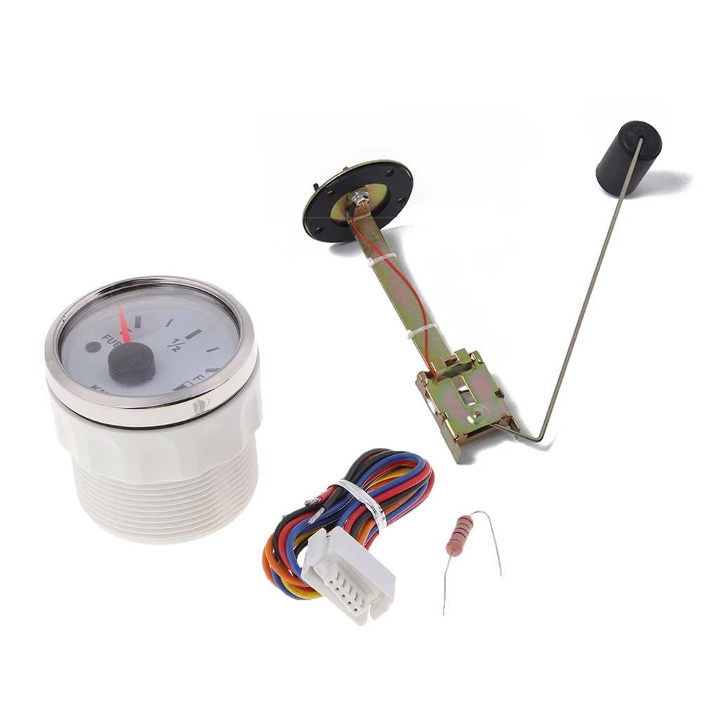 2'' Mechanical Car Fuel Level Gauge White Face Boat Meter E-1/2-F Fuel level - Universal Fit