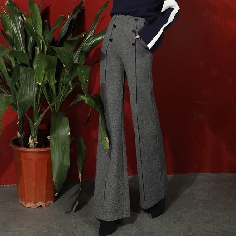 TWOTWINSTYLE Elegant Pants For Women High Waist Double Breasted Pocket Wide Leg Pants Female Fashion Autumn New Clothing 2019 (4).jpg_.webp