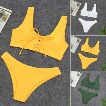 

Hirigin 2020 Bandage Bikini Set Sexy Women Swimwear Push Up Padded Bra Biquini Women Bathing Suit Swimming Monokini Beachwear