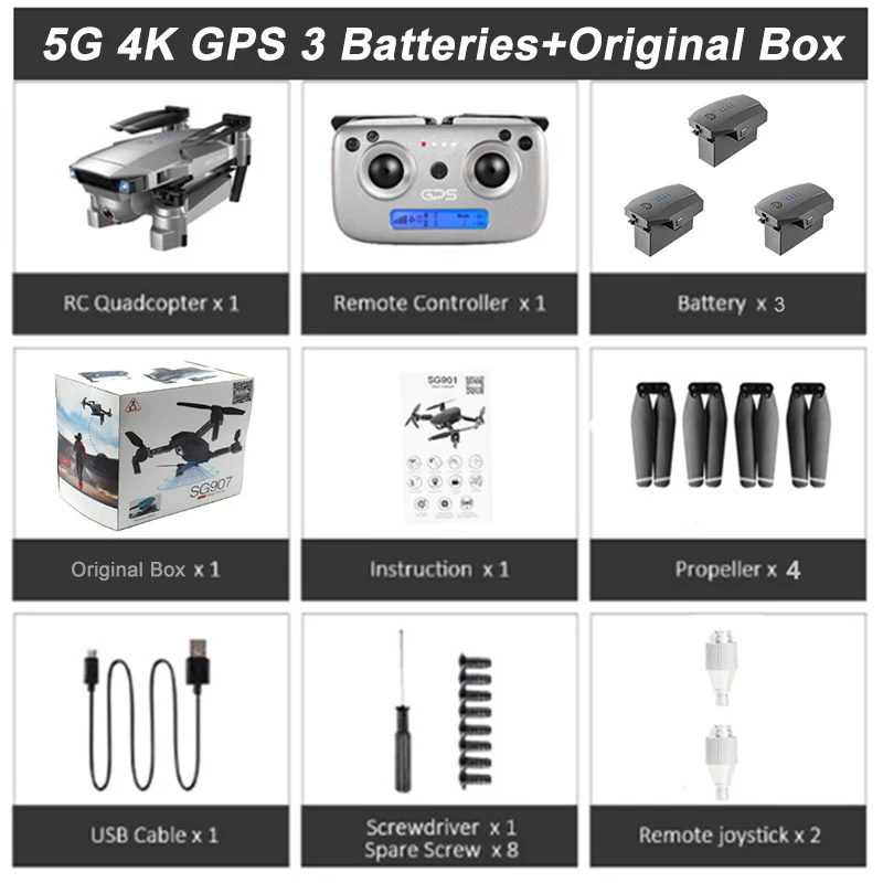 KEELEAD SG907 Дрон gps позиционирование 4 к карданный 5 г wifi Двойная камера Дрон Профессиональный gps возврат домой складной Квадрокоптер Радиоуправляемый Дрон - Цвет: 3 Batteries Box