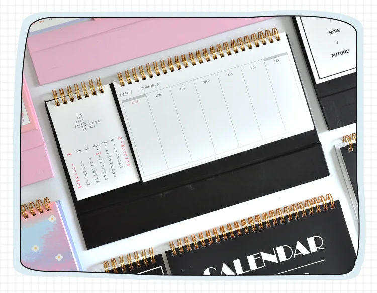 Простые черно-белые серии Настольный календарь DIY Note Memo Coil календари,09-,12 ежедневный планировщик