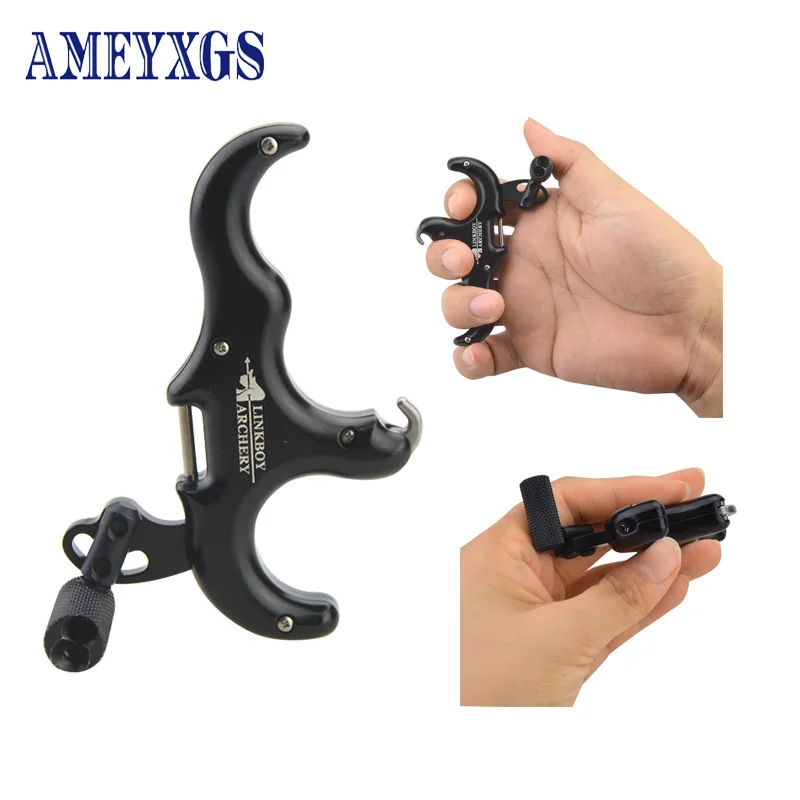 

1pc Archery Grip Caliper Hunting Accessories Compound Bow Release Aids 3 Finger Metal Automatic Shooting Bow and Arrow Tool