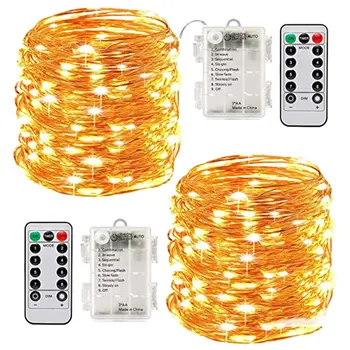 

8 Function Remote Control Copper Wire Led String Lights 10 Meters 100 Lights Waterproof Battery Box Copper Wire String Lights