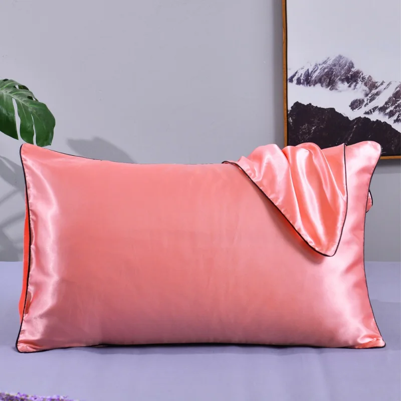 

2 PCS 20X30 inch Satin Pillowcase Imitated Silk Pillowcase Pillow Cover For Hair And Skin With Envelope Closure Queen